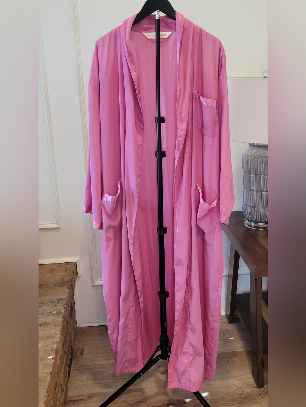 Vintage Victoria's Secret Pink Satin-Trim Long Robe
